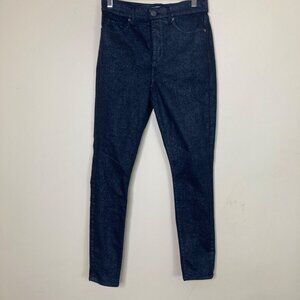 Ann Taylor LOFT Womens High Waist Skinny Jeans Size 27/4 Black Metallic Finish